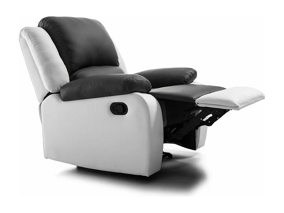Fauteuil de relaxation'en simili Léo - Blanc/Gris - Loungitude - L88 x 93 x 96cm - Loungitude