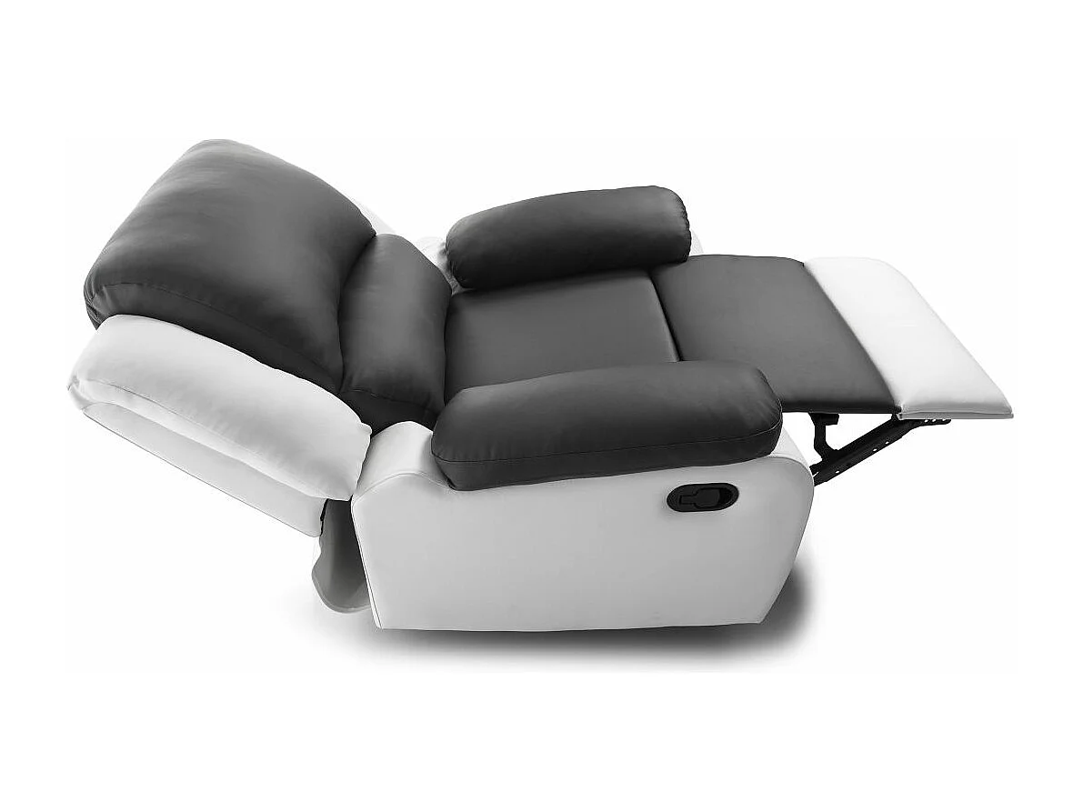 Fauteuil de relaxation'en simili Léo - Blanc/Gris - Loungitude - L88 x 93 x 96cm - Loungitude