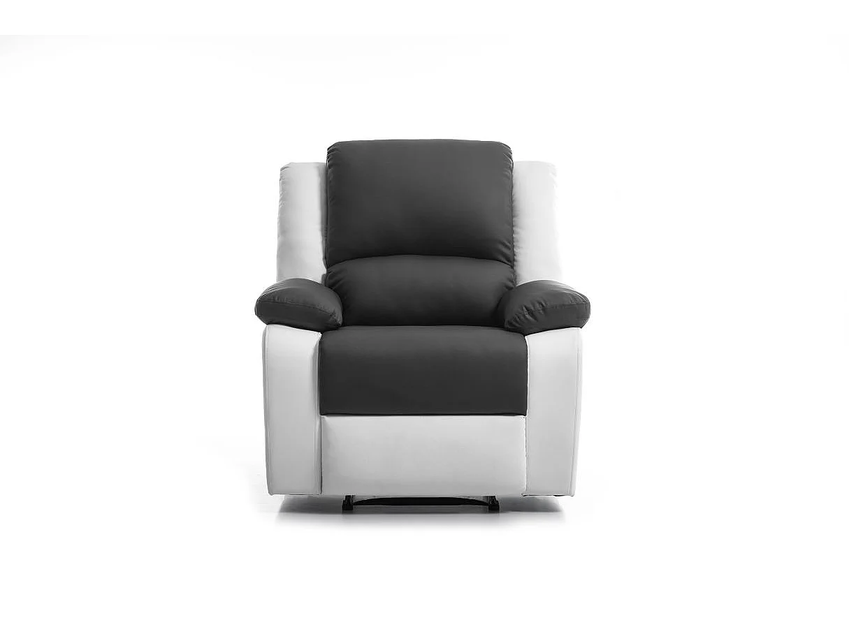 Fauteuil de relaxation'en simili Léo - Blanc/Gris - Loungitude - L88 x 93 x 96cm - Loungitude