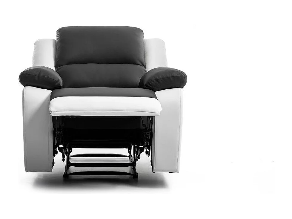 Fauteuil de relaxation'en simili Léo - Blanc/Gris - Loungitude - L88 x 93 x 96cm - Loungitude