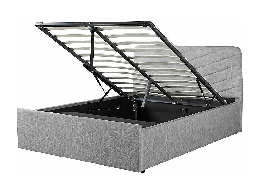 Cadre de lit HECTOR avec tête de lit et sommier à lattes en tissu - Gris - 140 x 190 cm