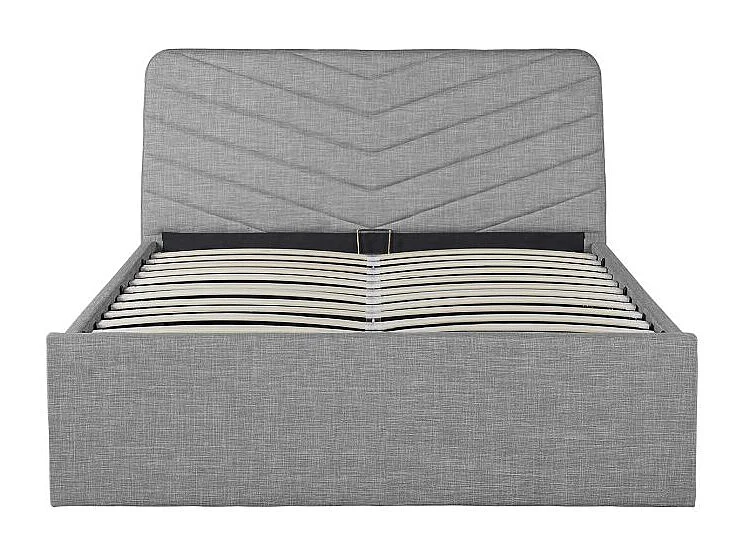 Cadre de lit HECTOR avec tête de lit et sommier à lattes en tissu - Gris - 140 x 190 cm