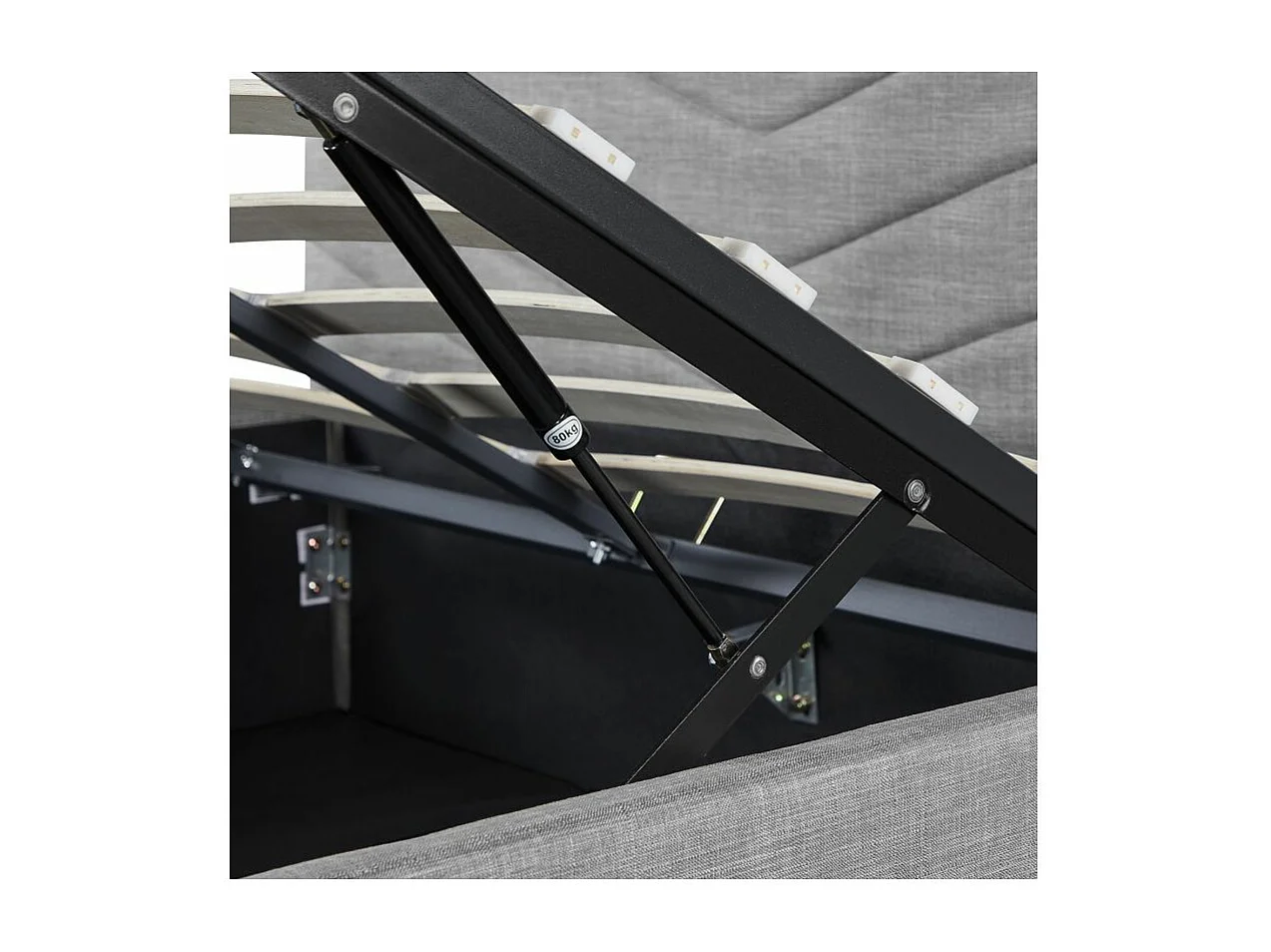 Cadre de lit HECTOR avec tête de lit et sommier à lattes en tissu - Gris - 140 x 190 cm