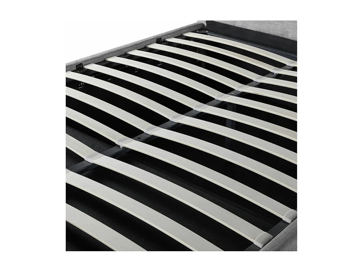 Cadre de lit HECTOR avec tête de lit et sommier à lattes en tissu - Gris - 140 x 190 cm