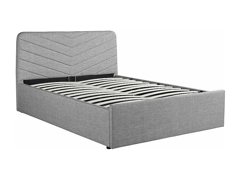 Cadre de lit HECTOR avec tête de lit et sommier à lattes en tissu - Gris - 140 x 190 cm