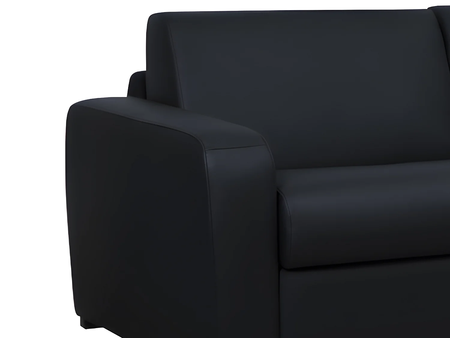 3-sits bäddsoffa express i svart läder med 20 cm madrass BEVIS