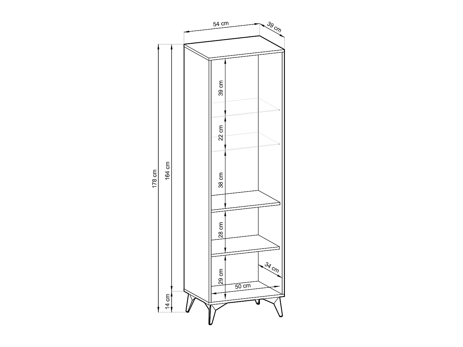Zweitürige Vitrine - Schwarz/Eiche Evoke Fischgrätenmuster - BOULIA