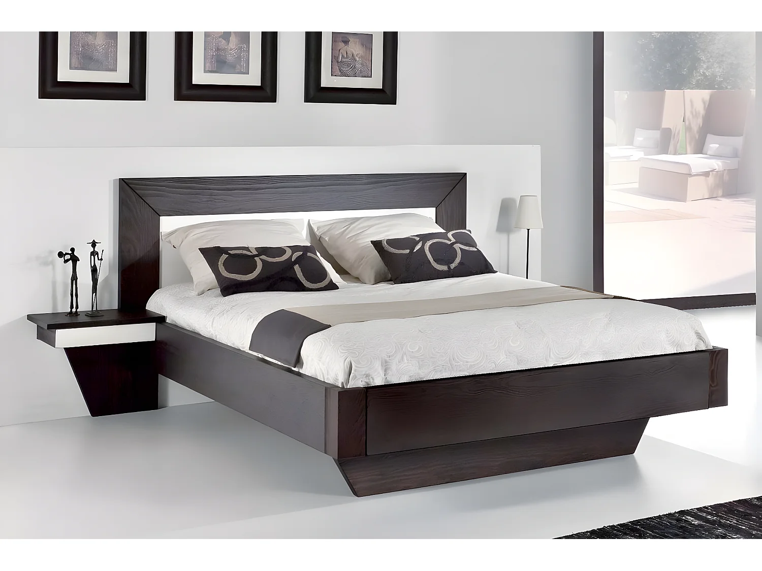 chevet suspendu 1 tiroir duo - wengé