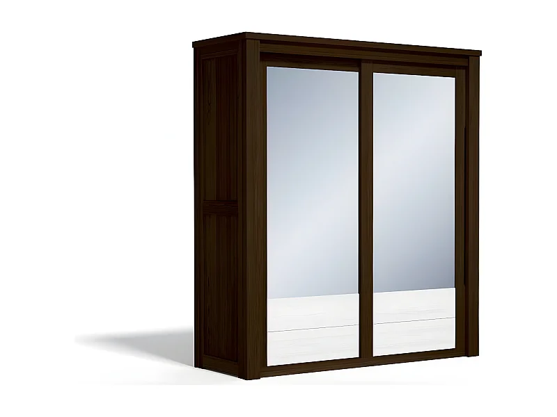 armoire à portes miroirs coulissantes duo - wengé