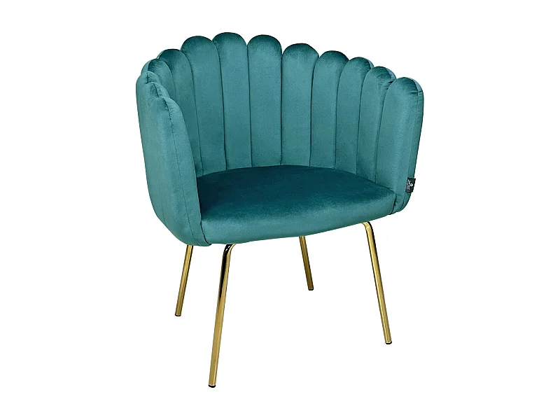 Poltrona conchiglia in velluto verde petrolio poltroncina vintage mod. Perla