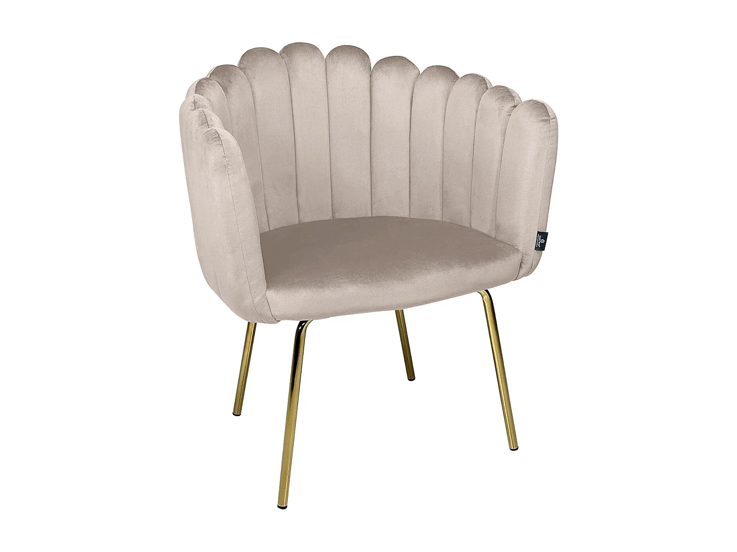 Poltrona conchiglia in velluto tortora poltroncina vintage mod. Perla