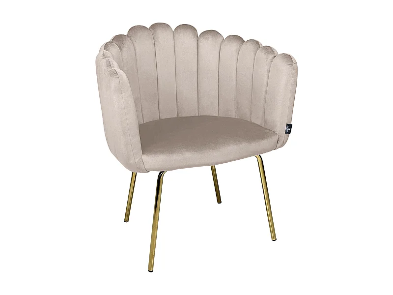 Poltrona conchiglia in velluto tortora poltroncina vintage mod. Perla