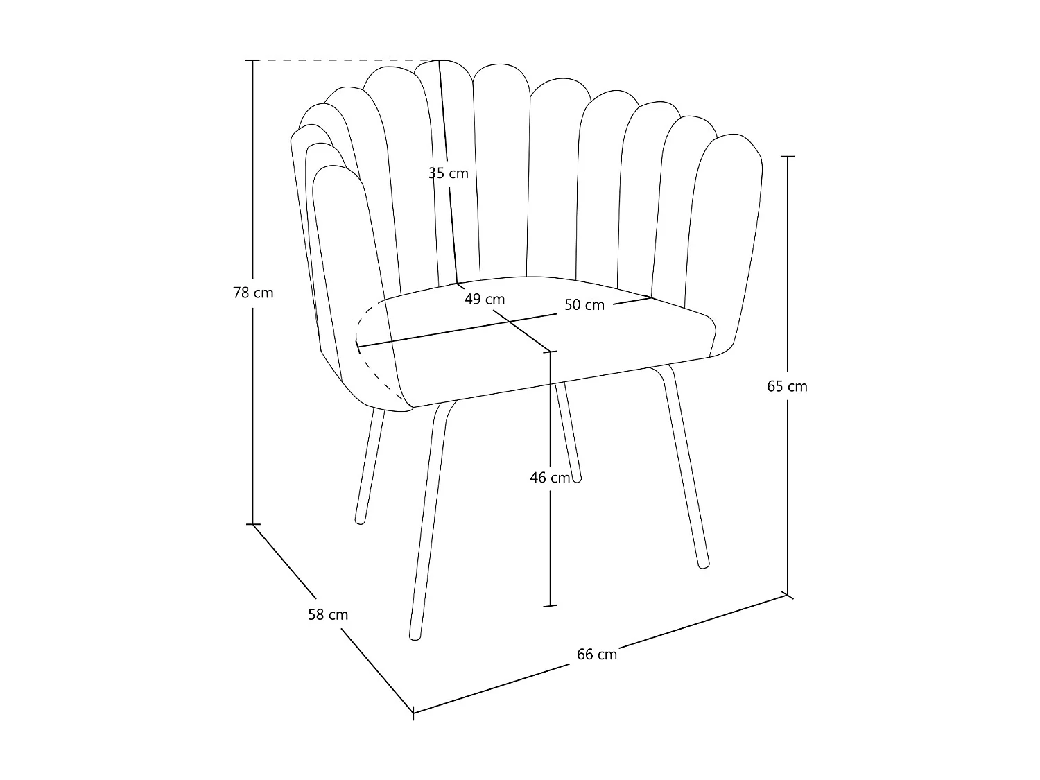 Poltrona conchiglia in velluto beige poltroncina vintage mod. Perla