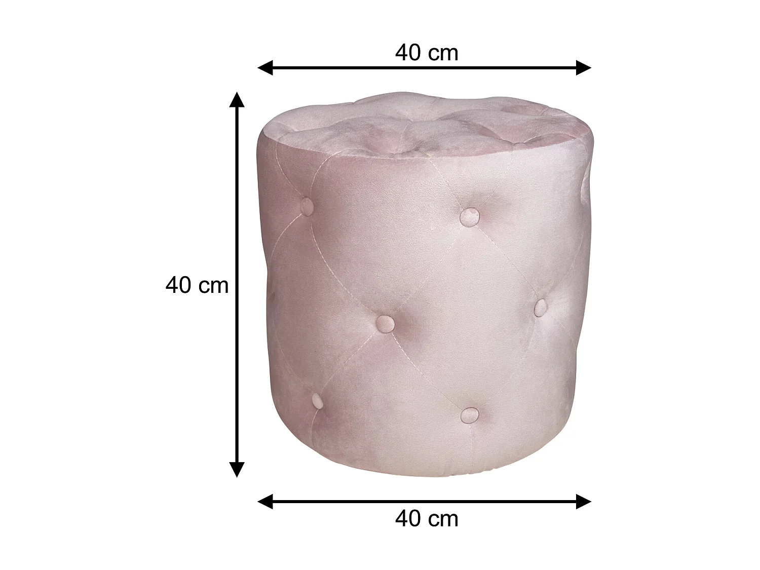 Pouf in velluto capitonné rosa, poggiapiedi mod. Honey