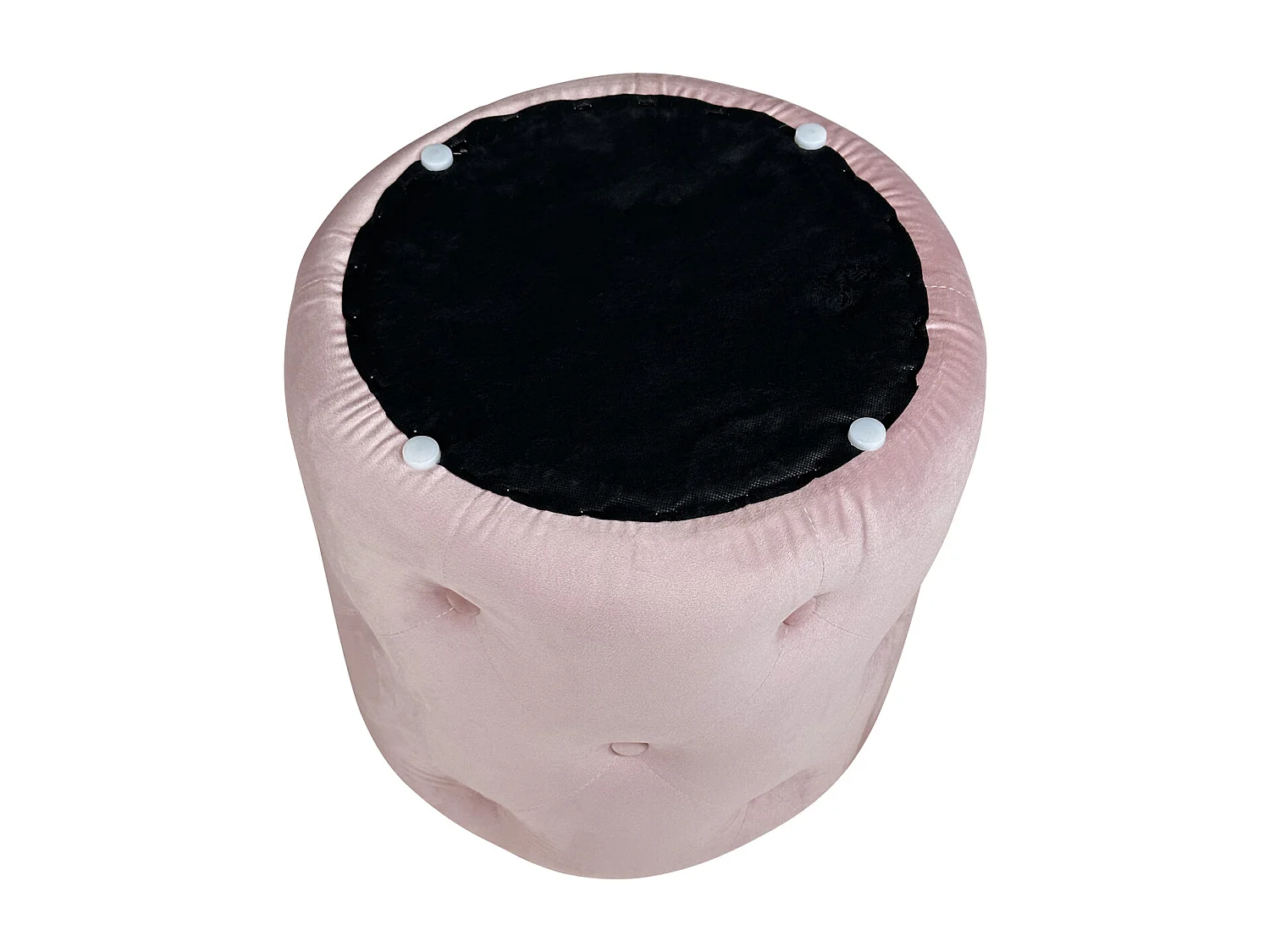 Pouf in velluto capitonné rosa, poggiapiedi mod. Honey