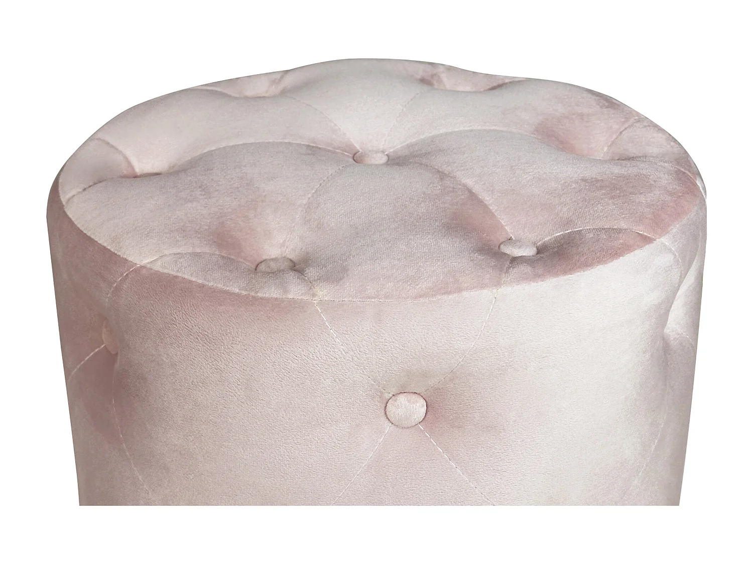 Pouf in velluto capitonné rosa, poggiapiedi mod. Honey