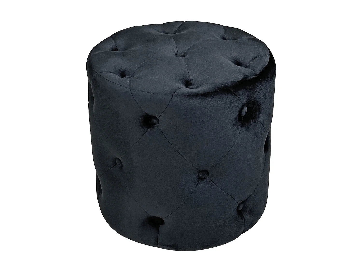 Pouf in velluto capitonné nero, poggiapiedi mod. Honey