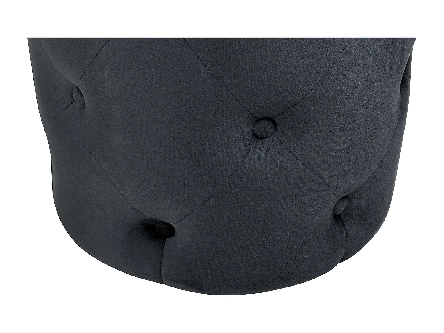 Pouf in velluto capitonné nero, poggiapiedi mod. Honey