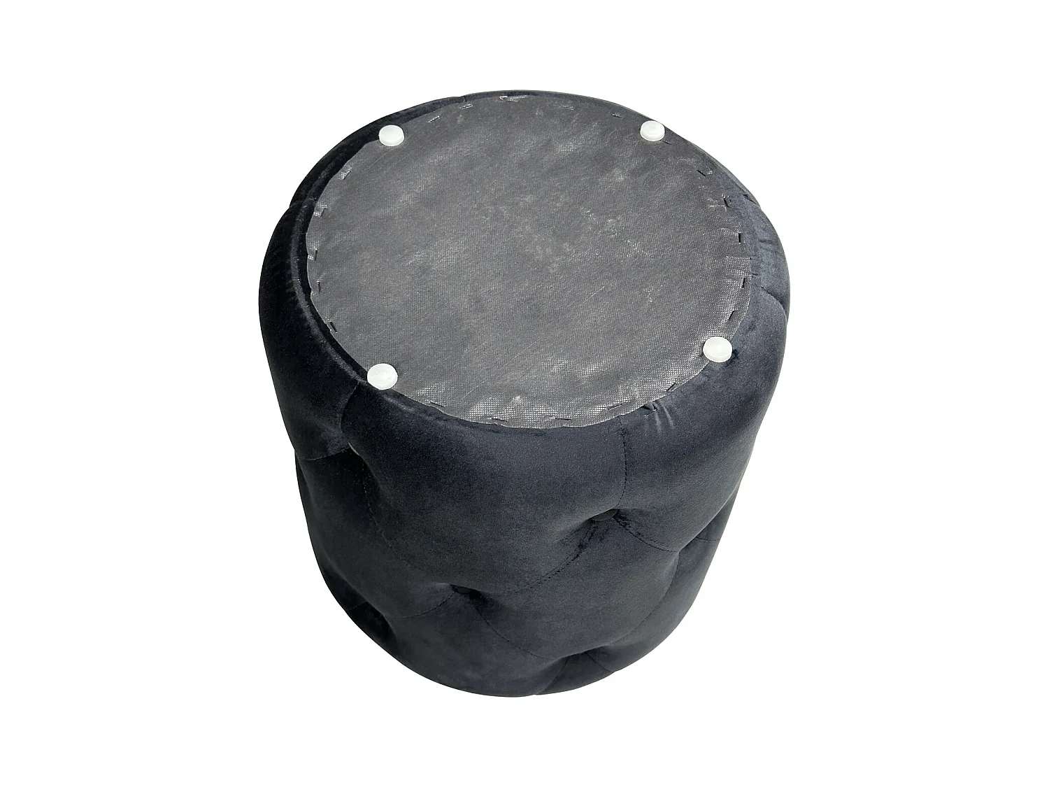 Pouf in velluto capitonné nero, poggiapiedi mod. Honey