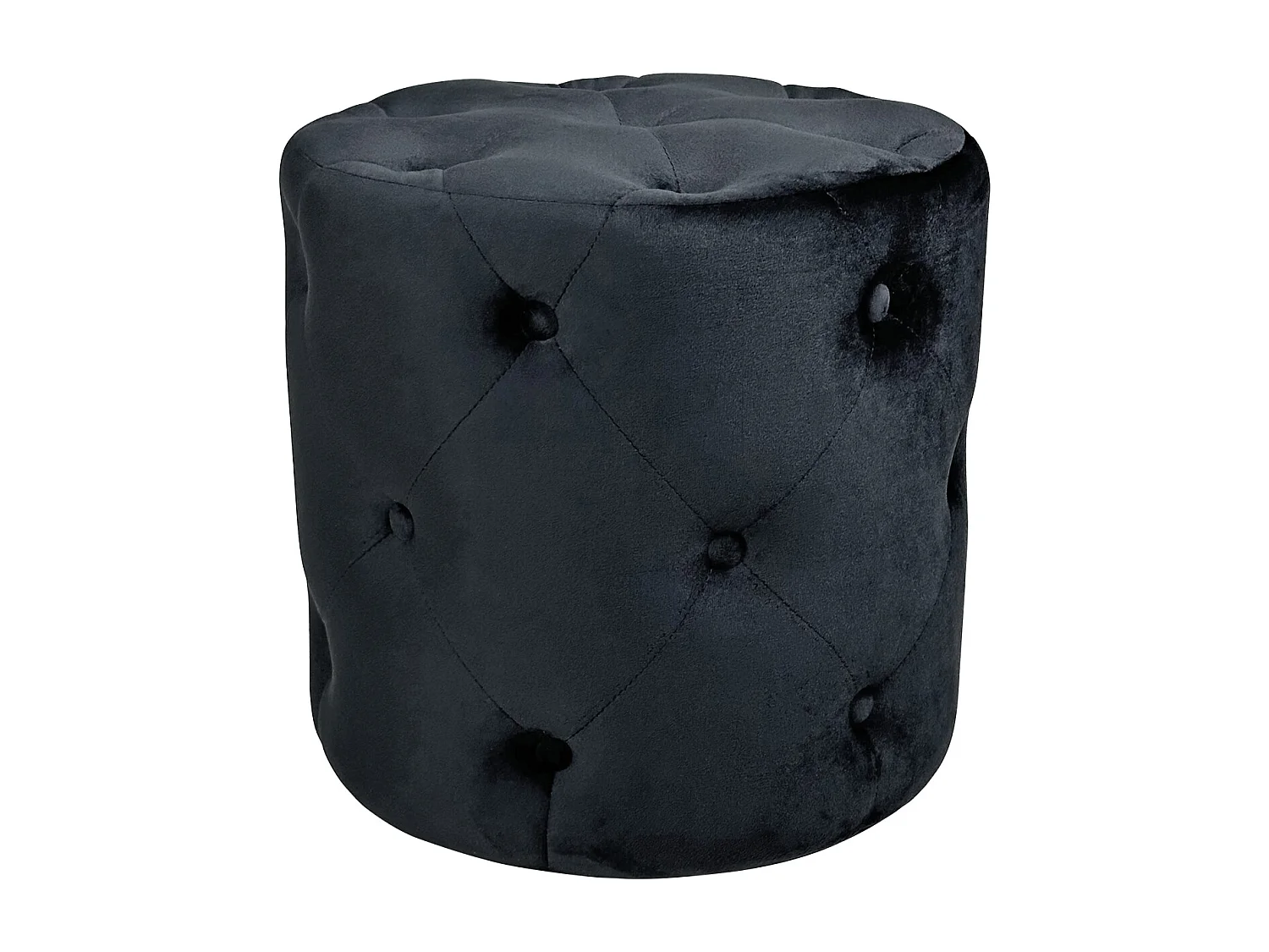 Pouf in velluto capitonné nero, poggiapiedi mod. Honey