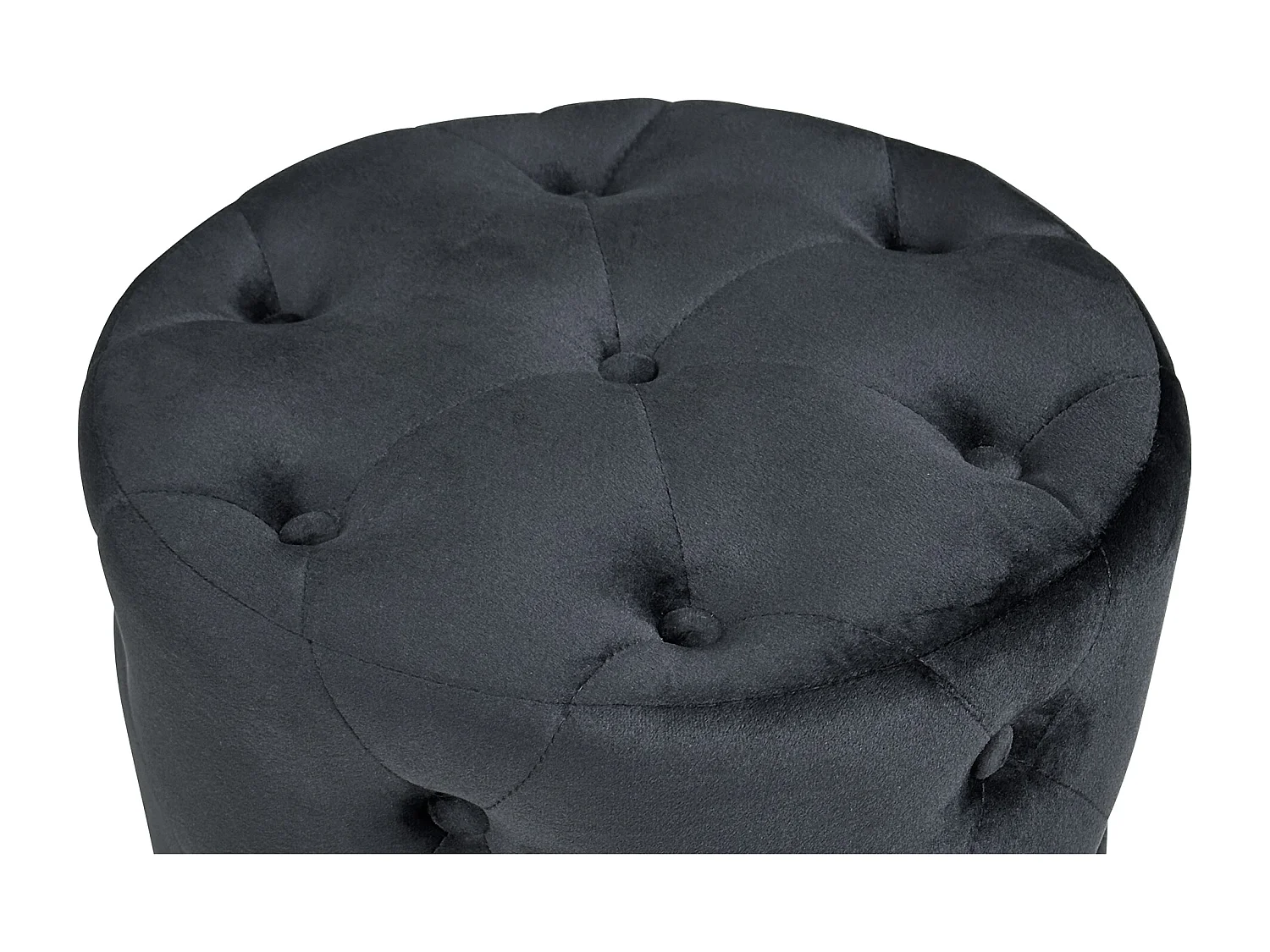 Pouf in velluto capitonné nero, poggiapiedi mod. Honey