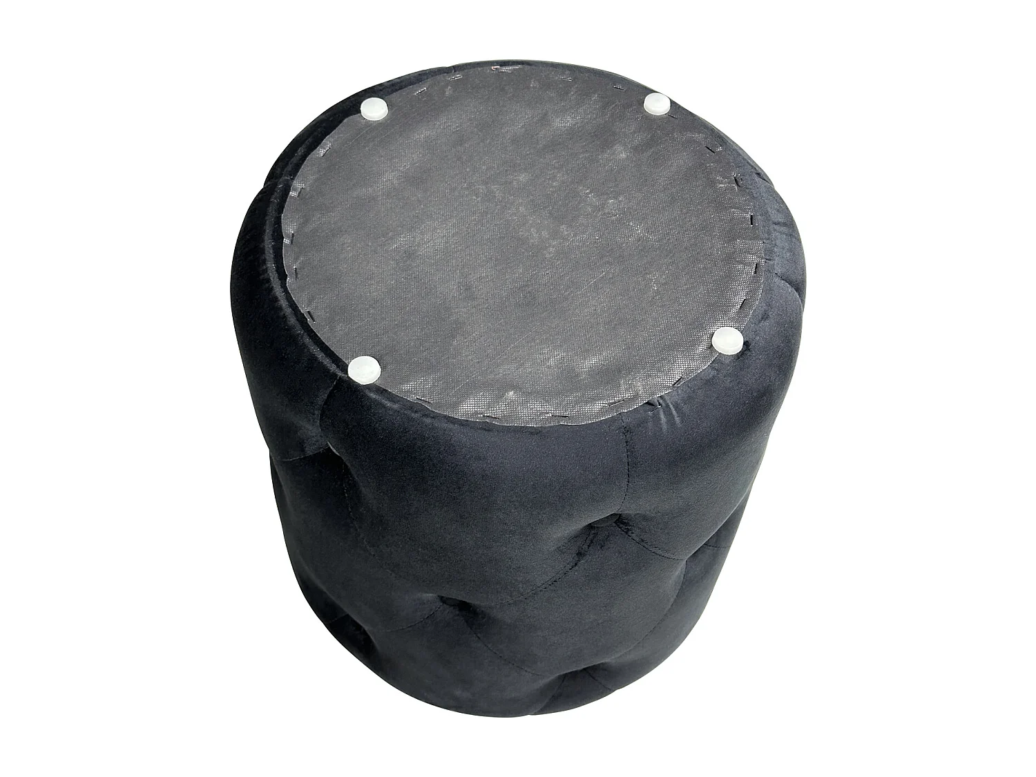 Pouf in velluto capitonné nero, poggiapiedi mod. Honey