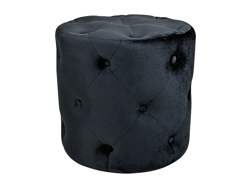 Pouf in velluto capitonné nero, poggiapiedi mod. Honey