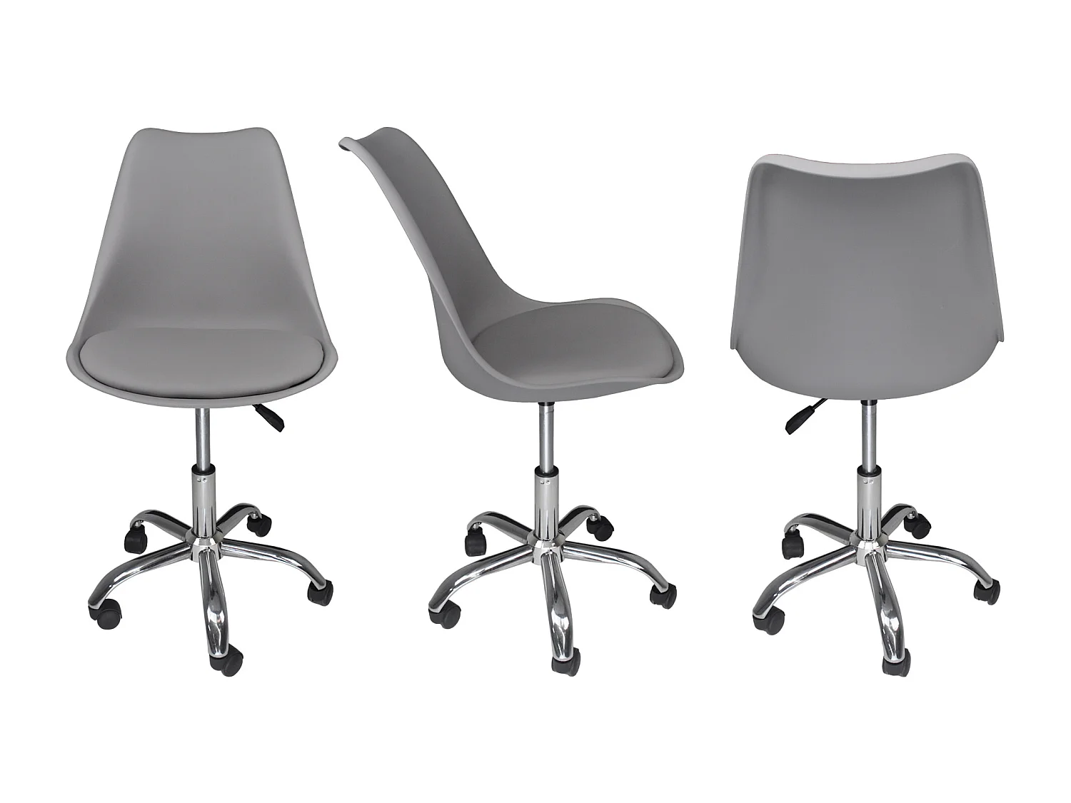 Sedia da ufficio girevole, sedia da scrivania grigia   con rotelle mod. SALLY