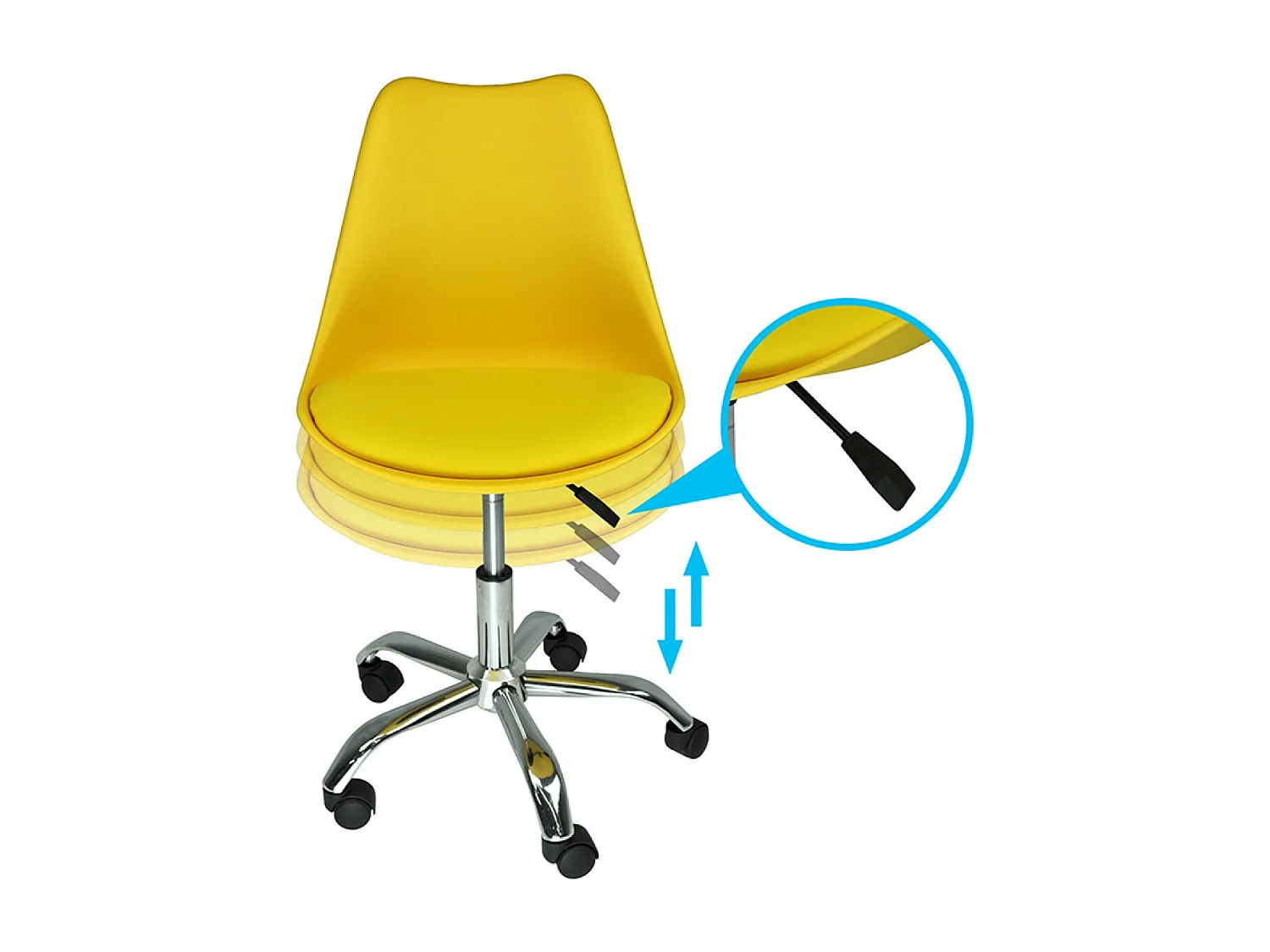 Sedia da ufficio girevole, sedia da gialla con rotelle mod. SALLY