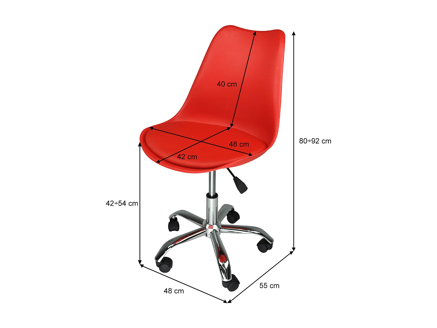 Sedia da ufficio girevole, sedia da rossa con rotelle mod. SALLY