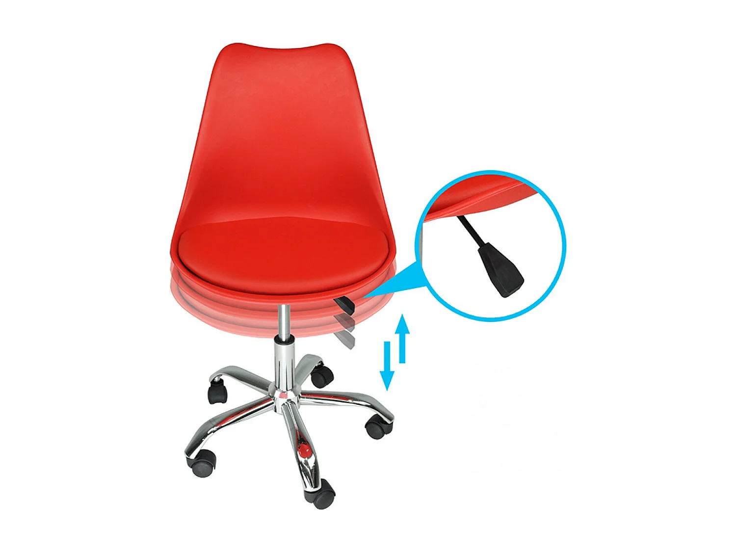 Sedia da ufficio girevole, sedia da rossa con rotelle mod. SALLY