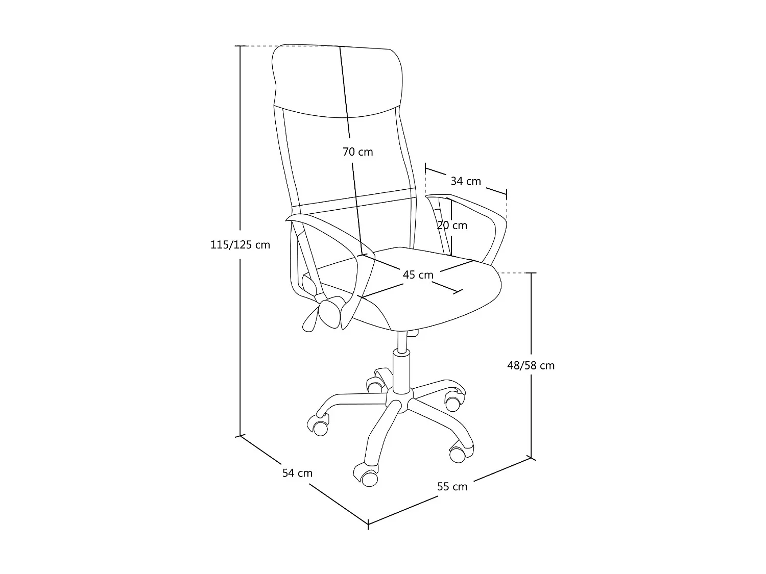 Sedia da ufficio girevole in tessuto nero mod. MILANO