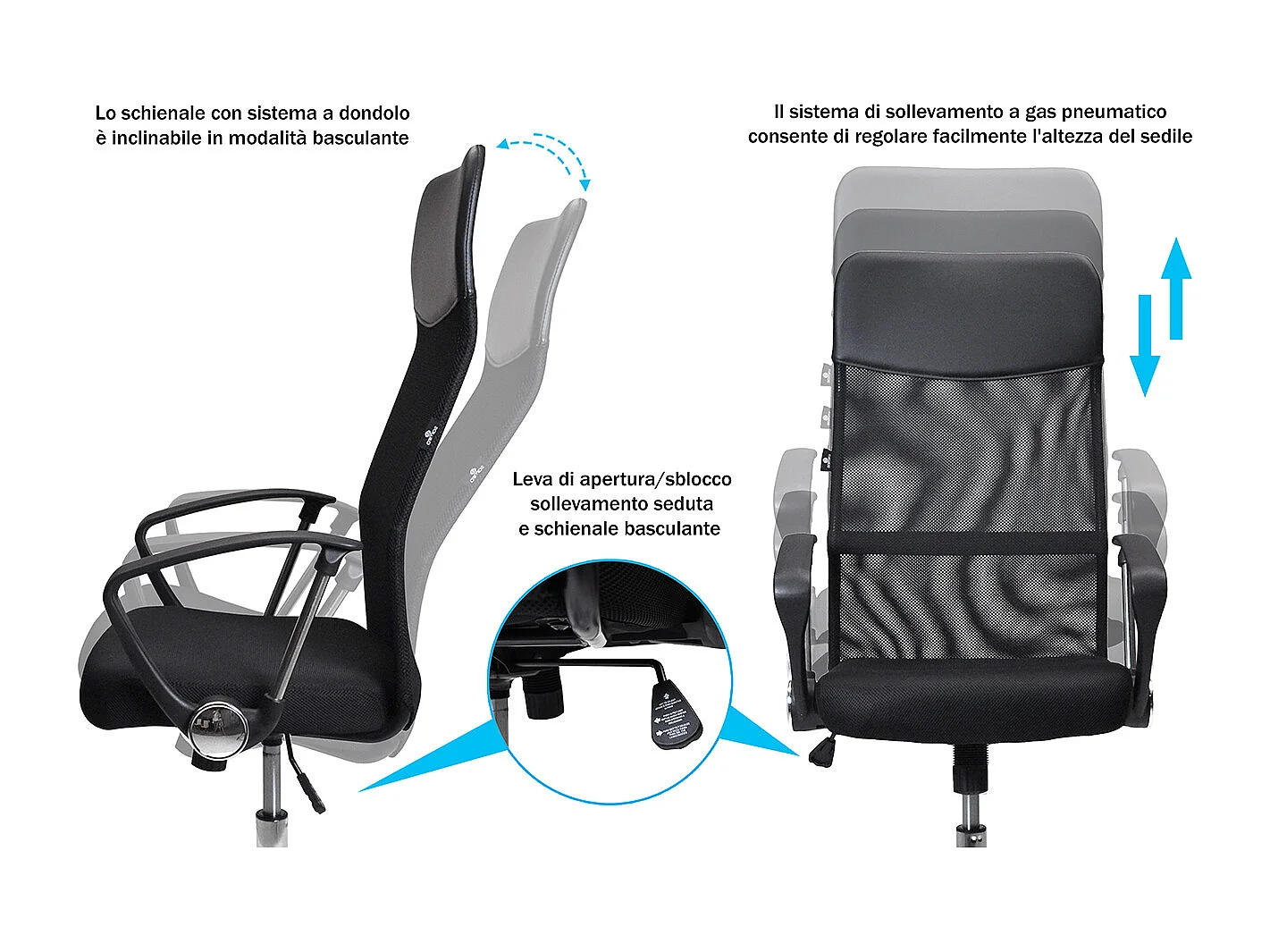 Sedia da ufficio girevole in tessuto nero mod. MILANO