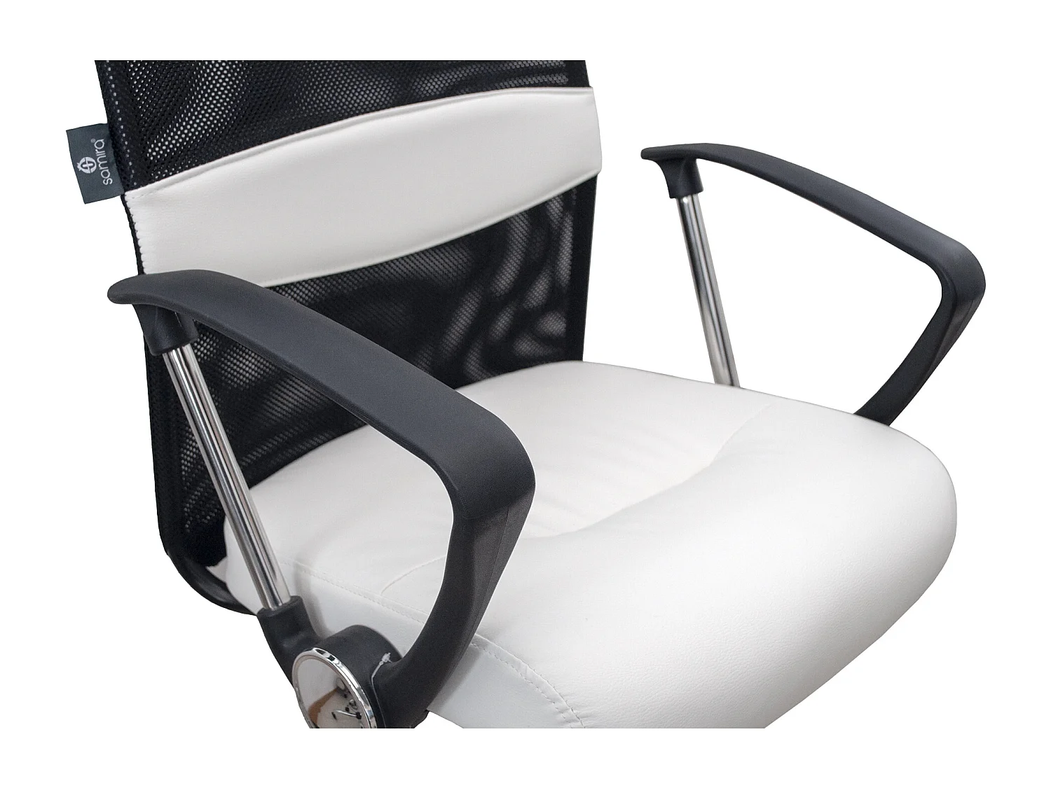 Sedia da ufficio direzionale in tessuto traforato e ecopelle bianca mod. SIENA