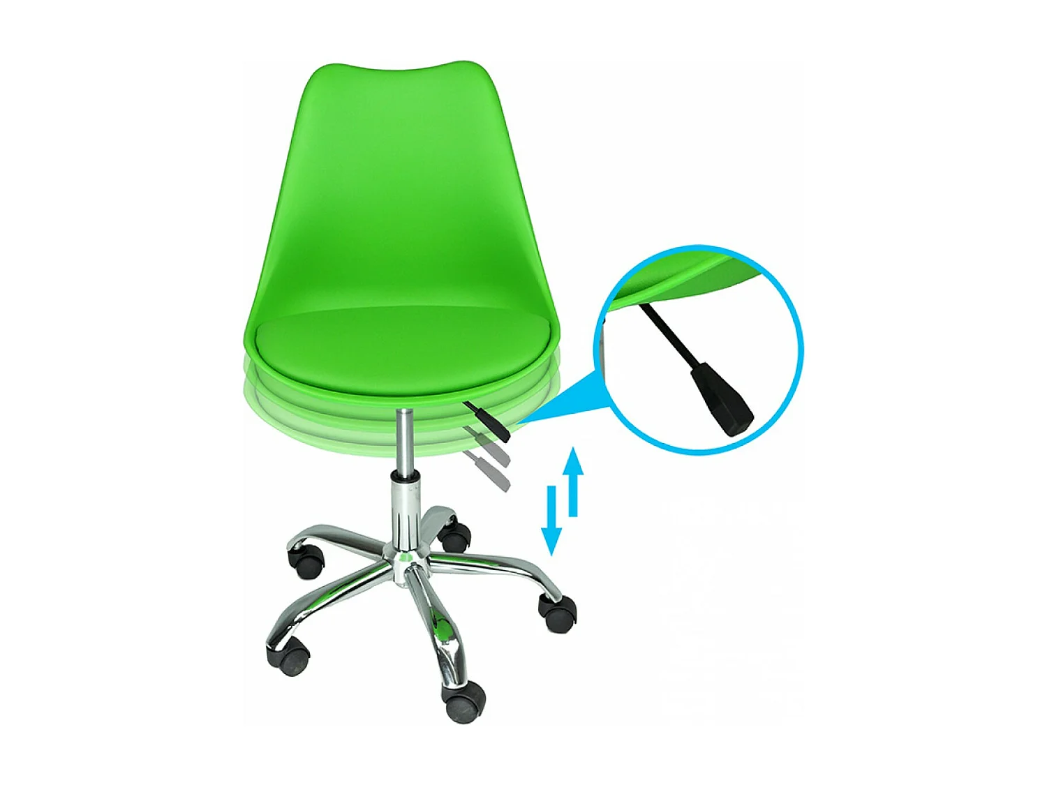 Sedia da ufficio girevole, sedia da verde  con rotelle mod. SALLY