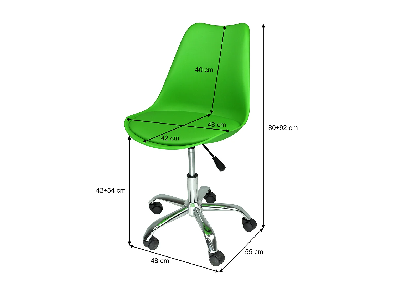 Sedia da ufficio girevole, sedia da verde  con rotelle mod. SALLY