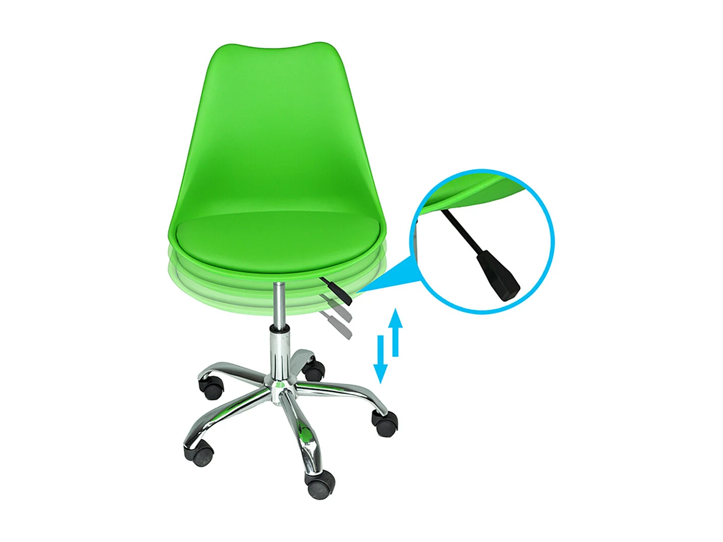 Sedia da ufficio girevole, sedia da verde  con rotelle mod. SALLY