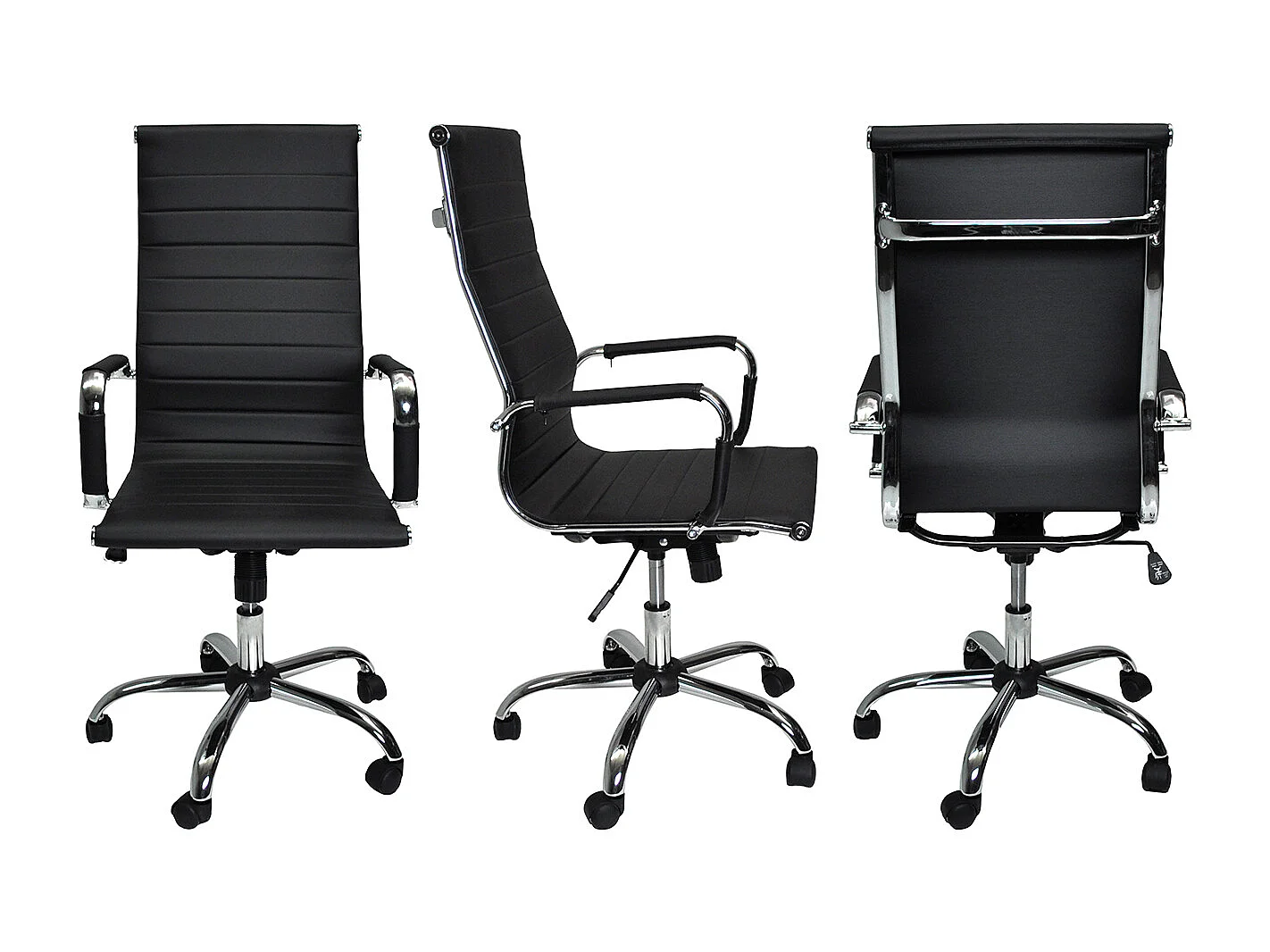 Sedia da ufficio in ecopelle nera mod. TORINO