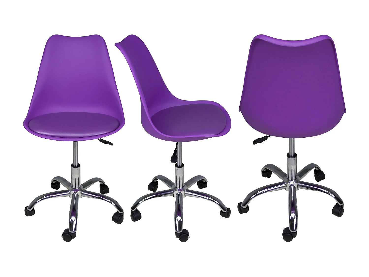 Sedia da ufficio girevole, sedia da scrivania viola con rotelle mod. SALLY