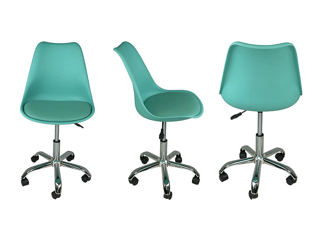Sedia da ufficio girevole, sedia da scrivania verde acqua con rotelle mod. SALLY