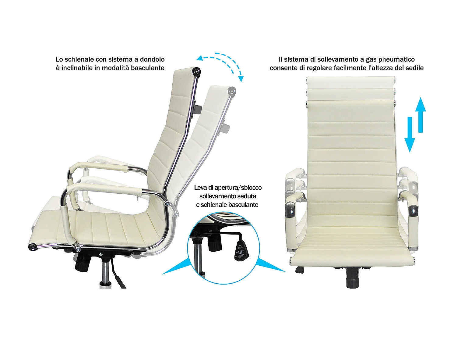 Sedia da ufficio in ecopelle beige mod. TORINO