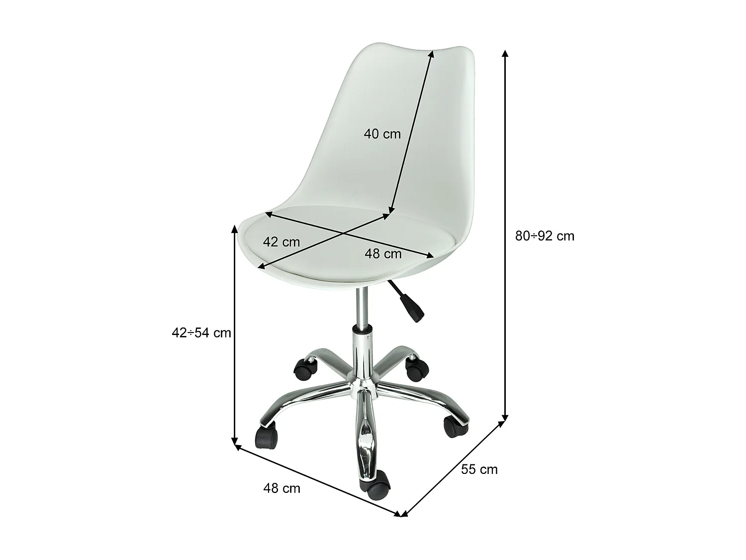 Sedia da ufficio girevole, sedia da bianca con rotelle mod. SALLY