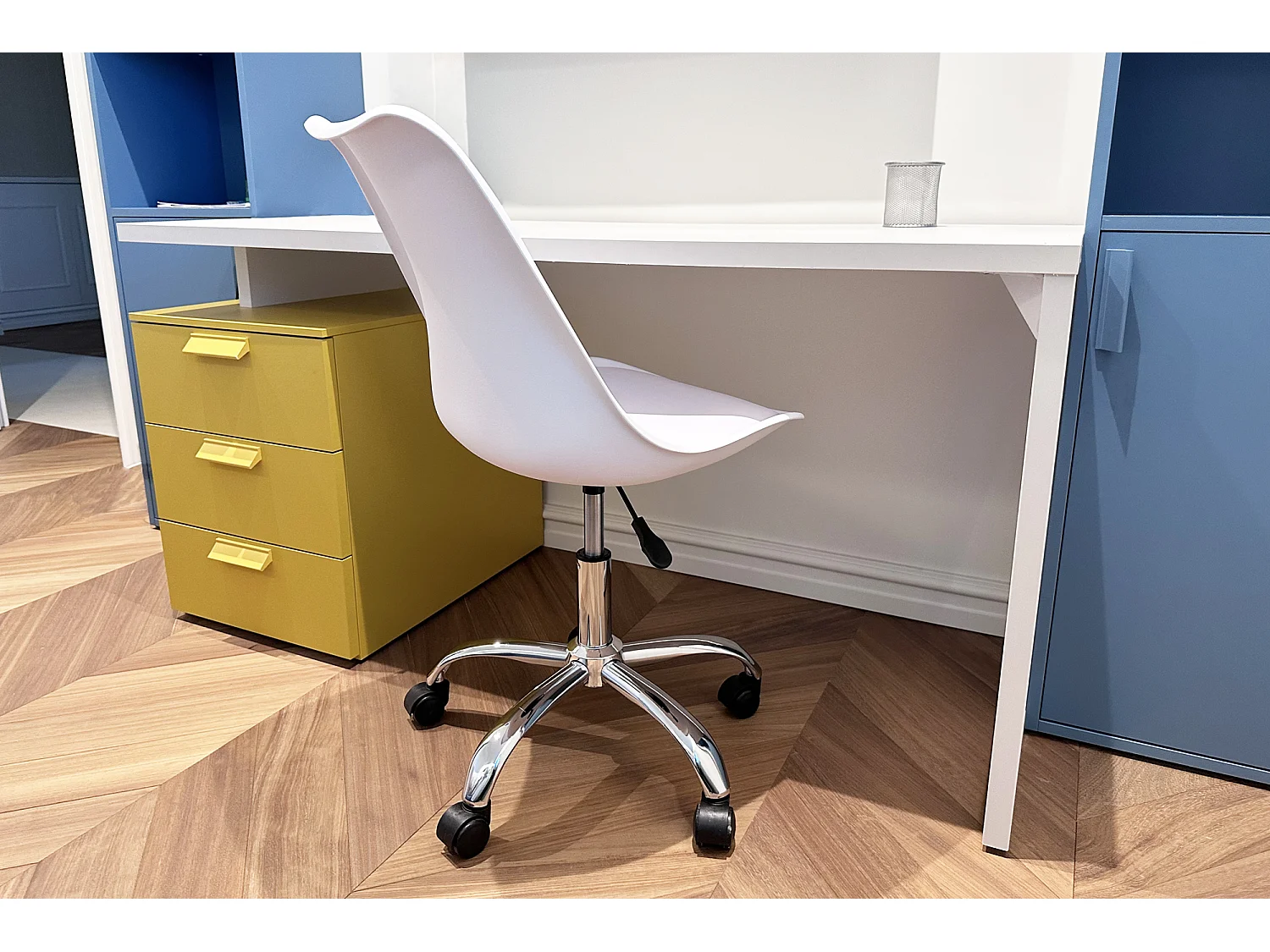 Sedia da ufficio girevole, sedia da bianca con rotelle mod. SALLY