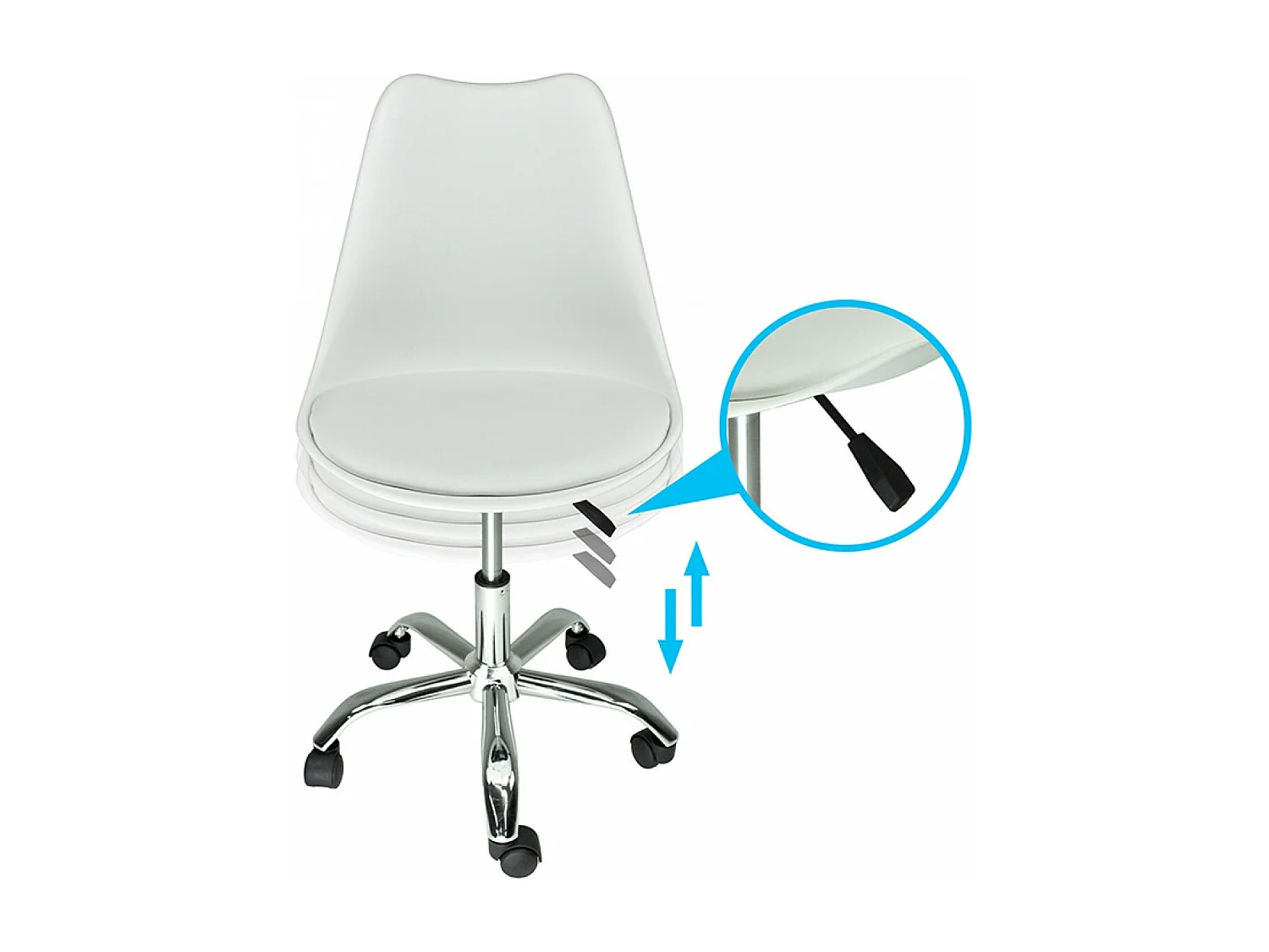 Sedia da ufficio girevole, sedia da bianca con rotelle mod. SALLY