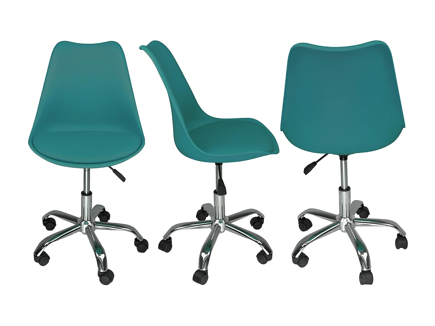 Sedia da ufficio girevole, sedia da scrivania verde petrolio con rotelle mod. SALLY