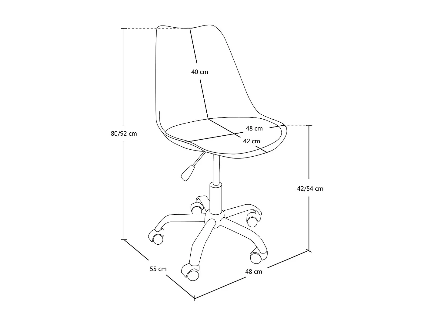 Sedia da ufficio girevole, sedia da scrivania verde petrolio con rotelle mod. SALLY