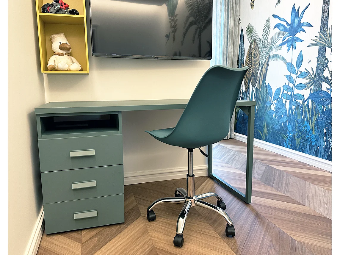 Sedia da ufficio girevole, sedia da scrivania verde petrolio con rotelle mod. SALLY