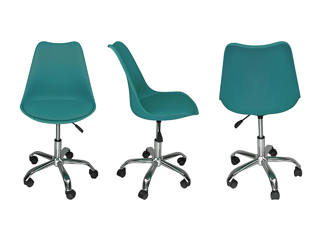 Sedia da ufficio girevole, sedia da scrivania verde petrolio con rotelle mod. SALLY