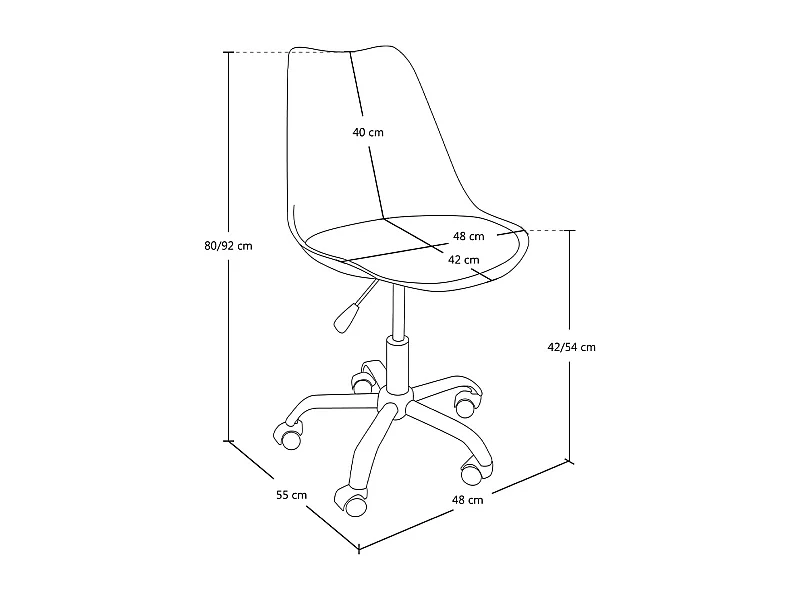 Sedia da ufficio girevole, sedia da scrivania verde petrolio con rotelle mod. SALLY