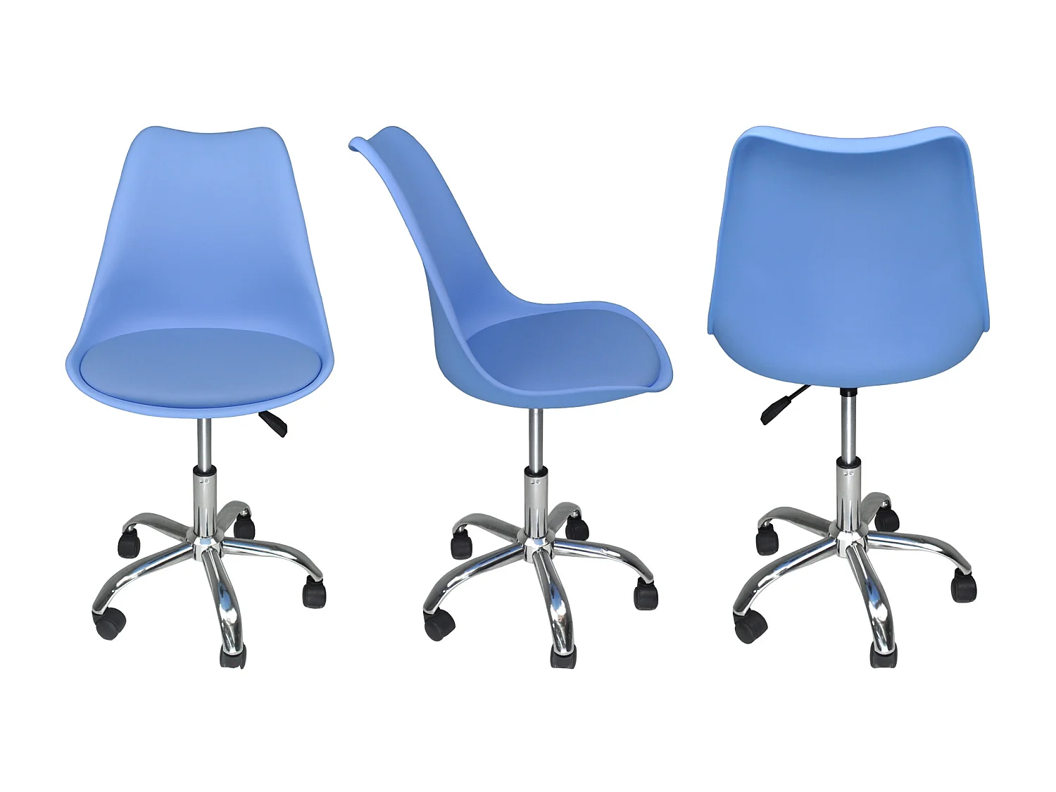 Sedia da ufficio girevole, sedia da scrivania azzurra  con rotelle mod. SALLY